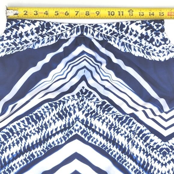 Chico's Chevron Stripe Maxi Skirt Size 0 Womens Blue White Art Print Side Slit - Picture 6 of 10